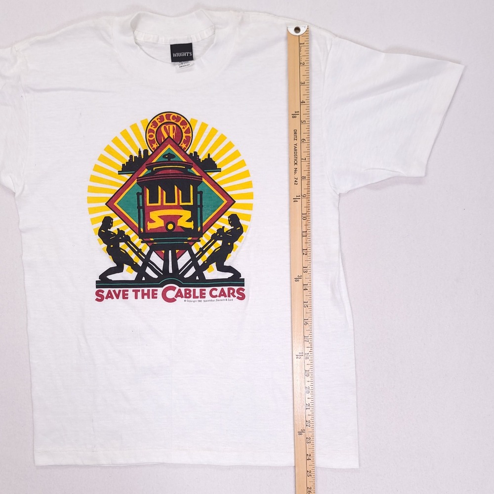 Vintage 1983 Wright's San Francisco Save The Cable Cars T-Shirt White Medium USA - Picture 3 of 8